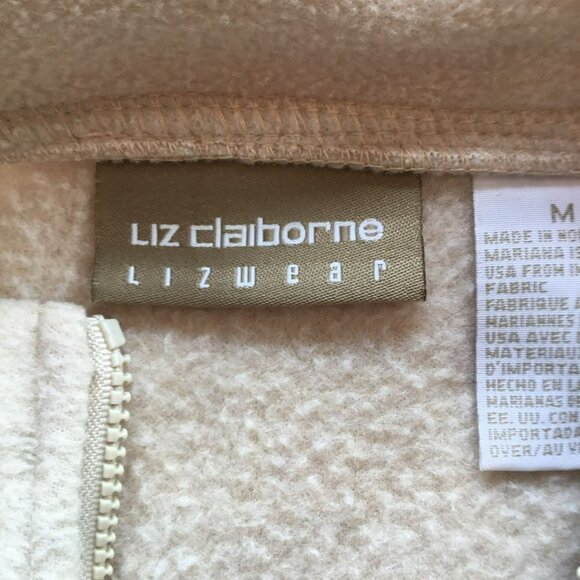 Liz Claiborne Lizwear Quarter Zip Fleece Ivory Sweatshirt In Ivory Size Medium - Picture 8 of 9